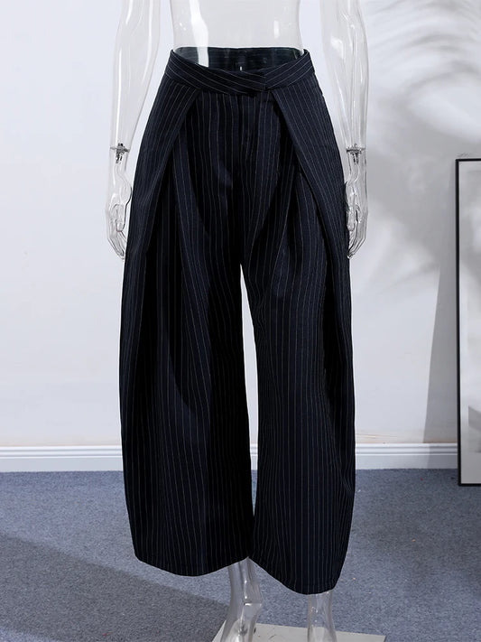 Striped Pleated Wide Leg Pants – Autumn 2025