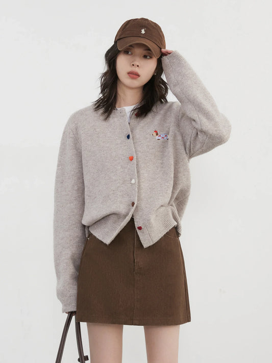 Embroidered Love Button Cardigan – Spring/Autumn 2025 Collection
