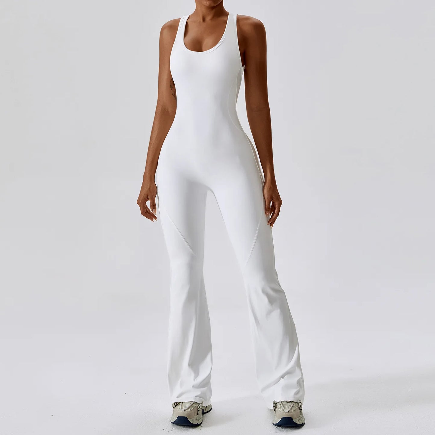 Women’s Solid One-Piece Yoga Jumpsuit – Seamless Fitness Bodysuit