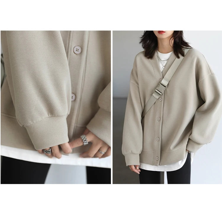 Korean V-Neck Sweatshirt – Autumn/Winter 2025