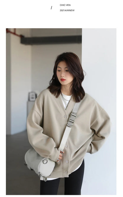 Korean V-Neck Sweatshirt – Autumn/Winter 2025
