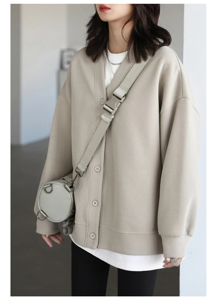 Korean V-Neck Sweatshirt – Autumn/Winter 2025