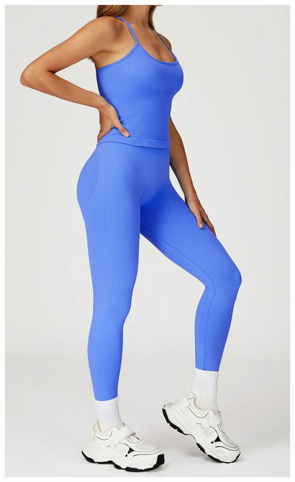 Women’s 2PCS Seamless Yoga Set – Zipper Long Sleeve Crop Top and High Waist Leggings