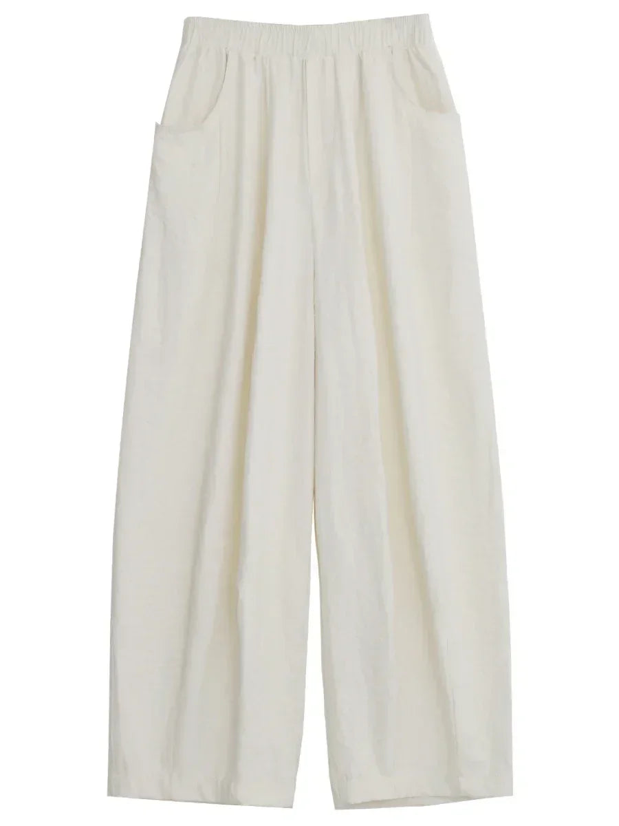 High-Waist White Pleated Pants – 2025 Collection