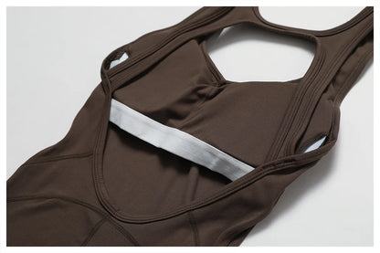 Women’s Solid One-Piece Yoga Jumpsuit – Seamless Fitness Bodysuit