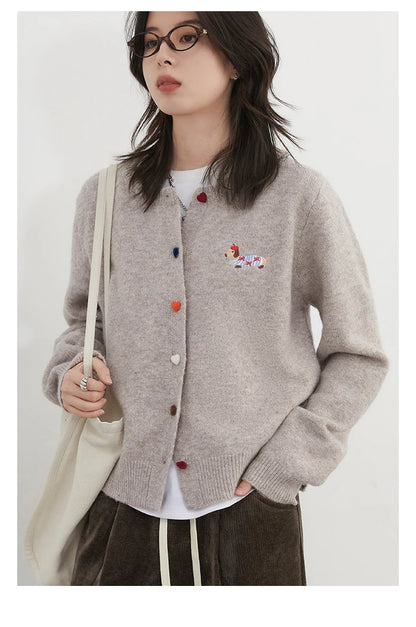 Embroidered Love Button Cardigan – Spring/Autumn 2025 Collection