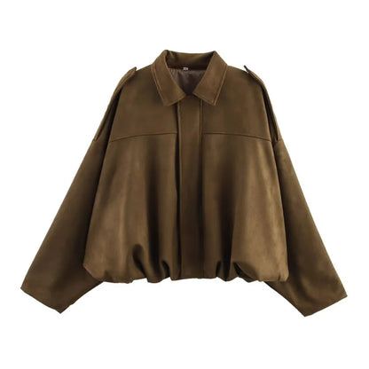Women Suede Bomber Jacket