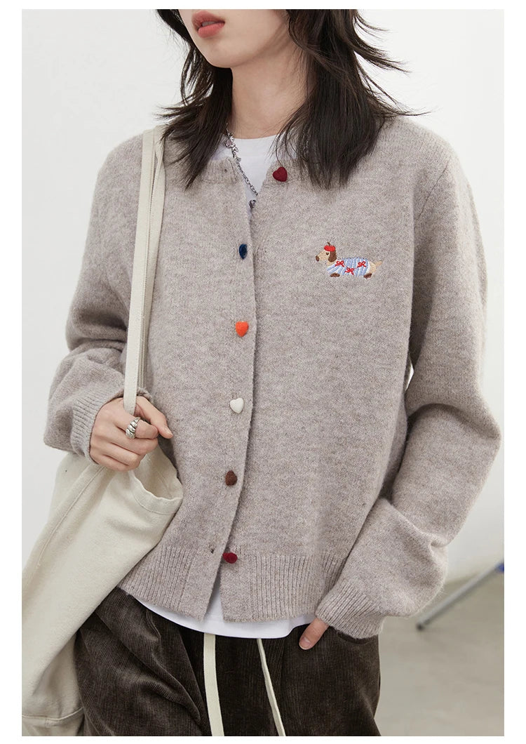 Embroidered Love Button Cardigan – Spring/Autumn 2025 Collection
