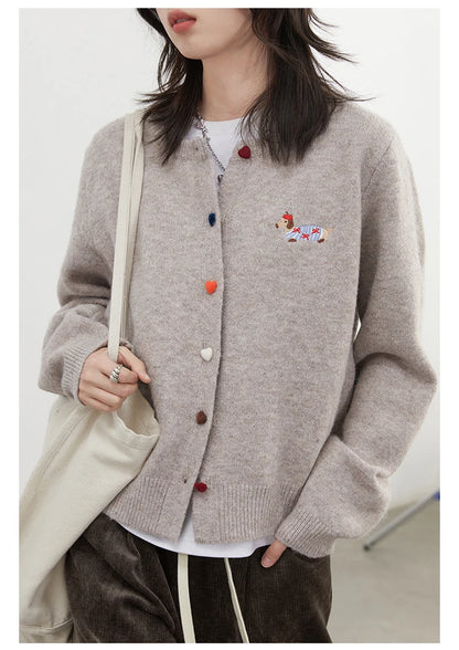 Embroidered Love Button Cardigan – Spring/Autumn 2025 Collection