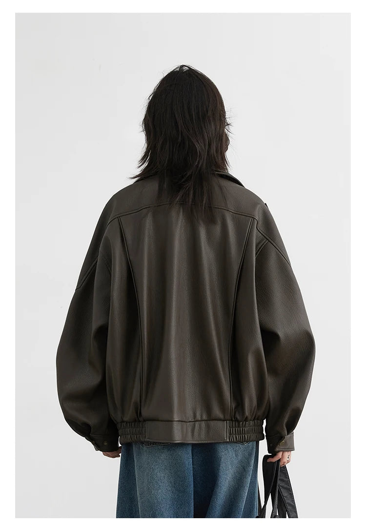 Retro PU Leather Jacket – Spring/Autumn 2025
