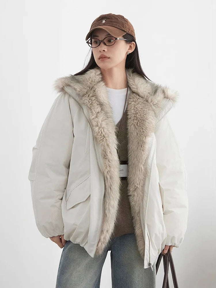 Korean Faux Fur Down Coat – Autumn/Winter 2025 Collection