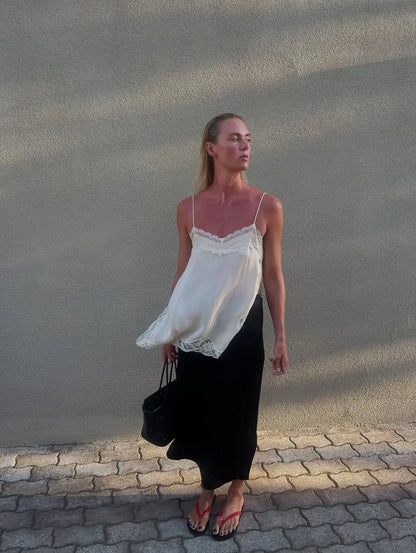 Lace Patchwork V-Neck Top – Summer 2025