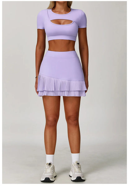 Women’s 3PCS Yoga Set – Long Sleeve Crop Top