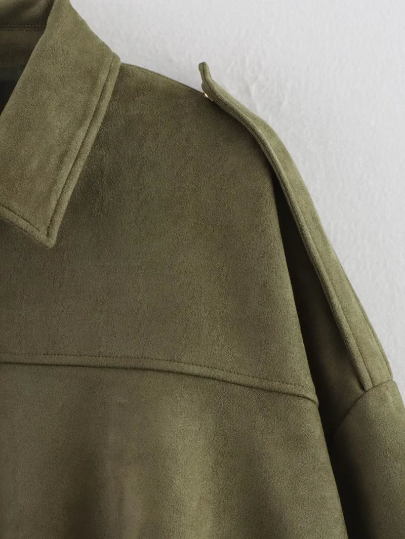 Women Suede Bomber Jacket