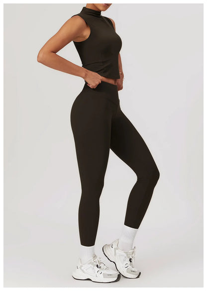 Women’s 2PCS Yoga Skirt Set – Short Sleeve Crop Top and High Waist Leggings