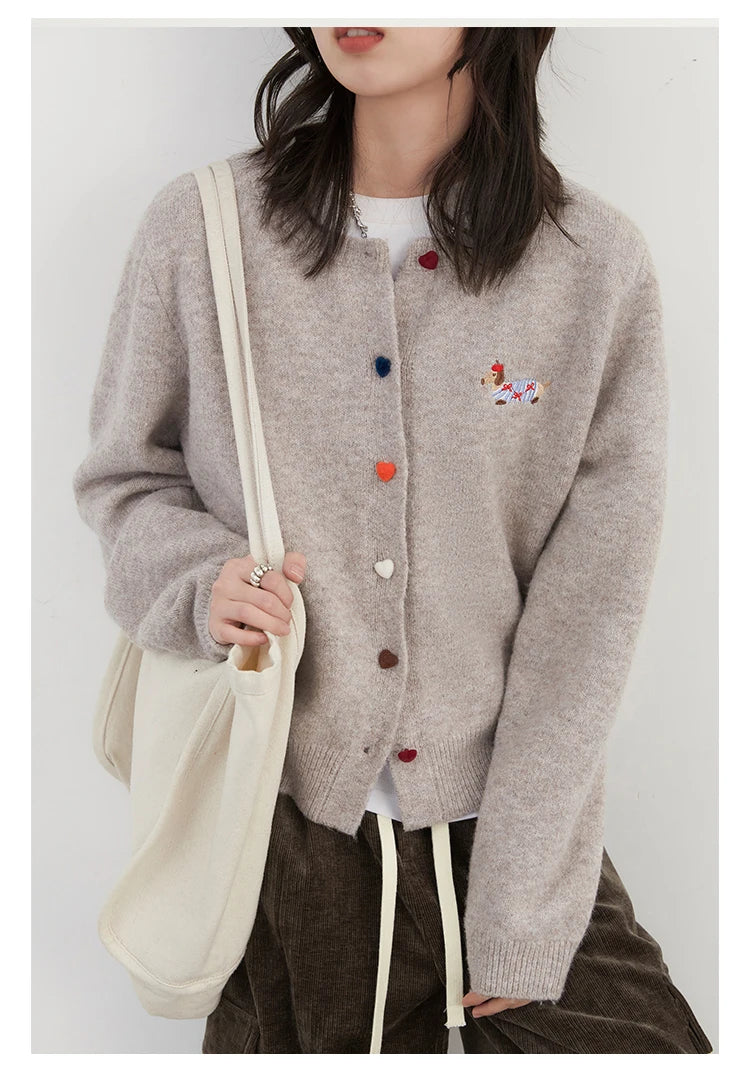 Embroidered Love Button Cardigan – Spring/Autumn 2025 Collection
