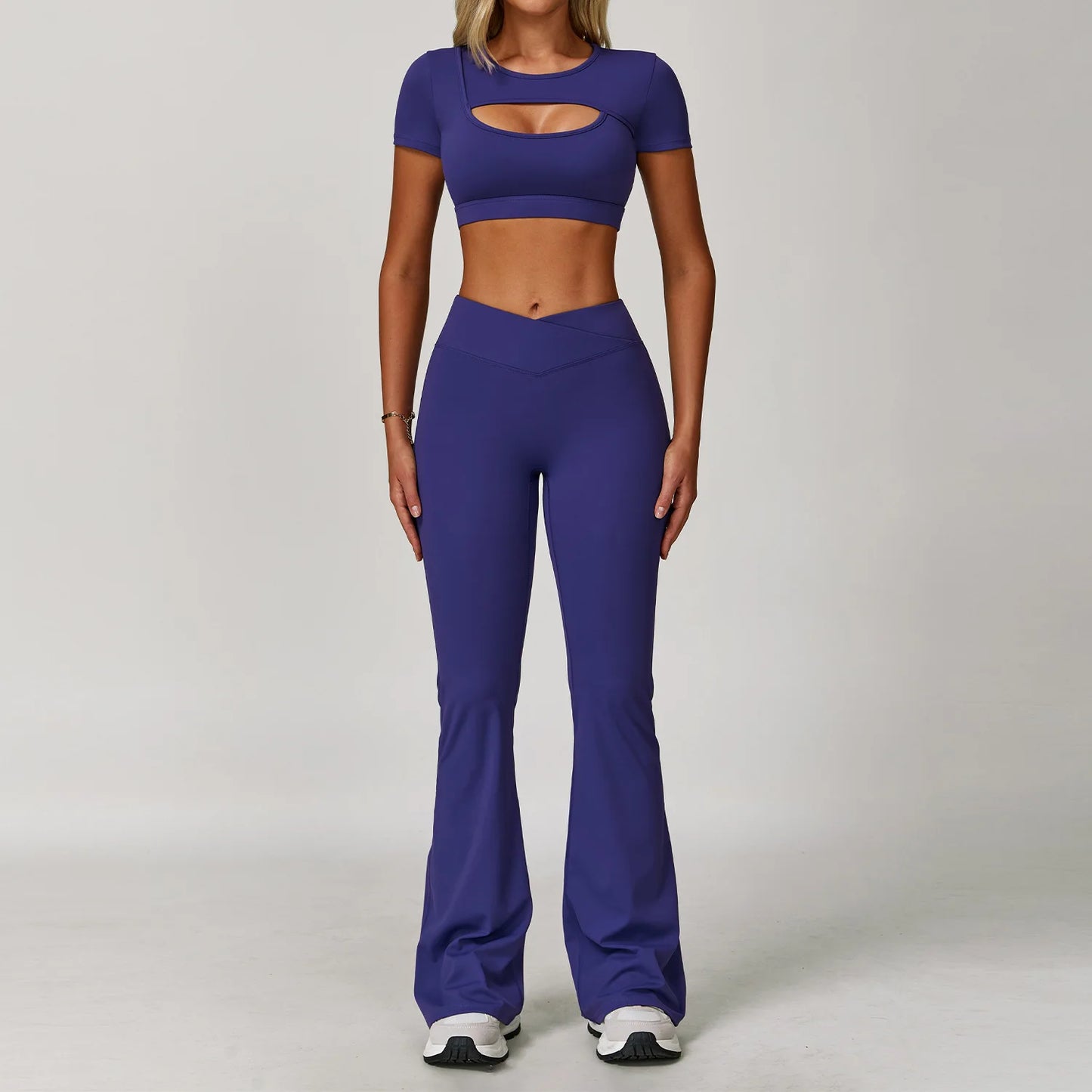 Women’s 3PCS Yoga Set – Long Sleeve Crop Top