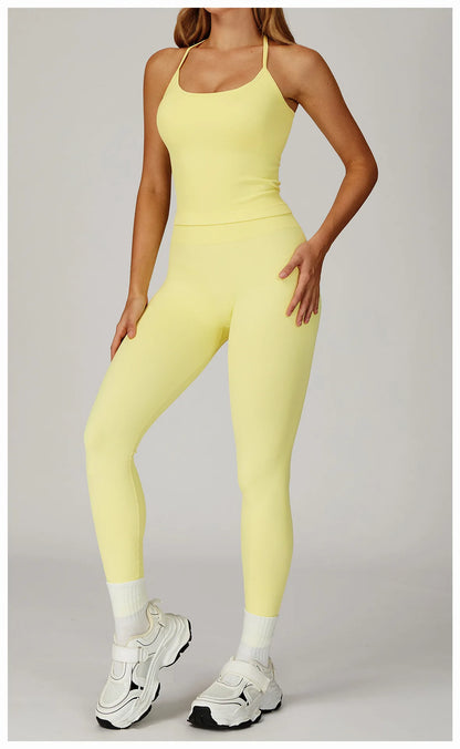 Women’s 2PCS Seamless Yoga Set – Zipper Long Sleeve Crop Top and High Waist Leggings