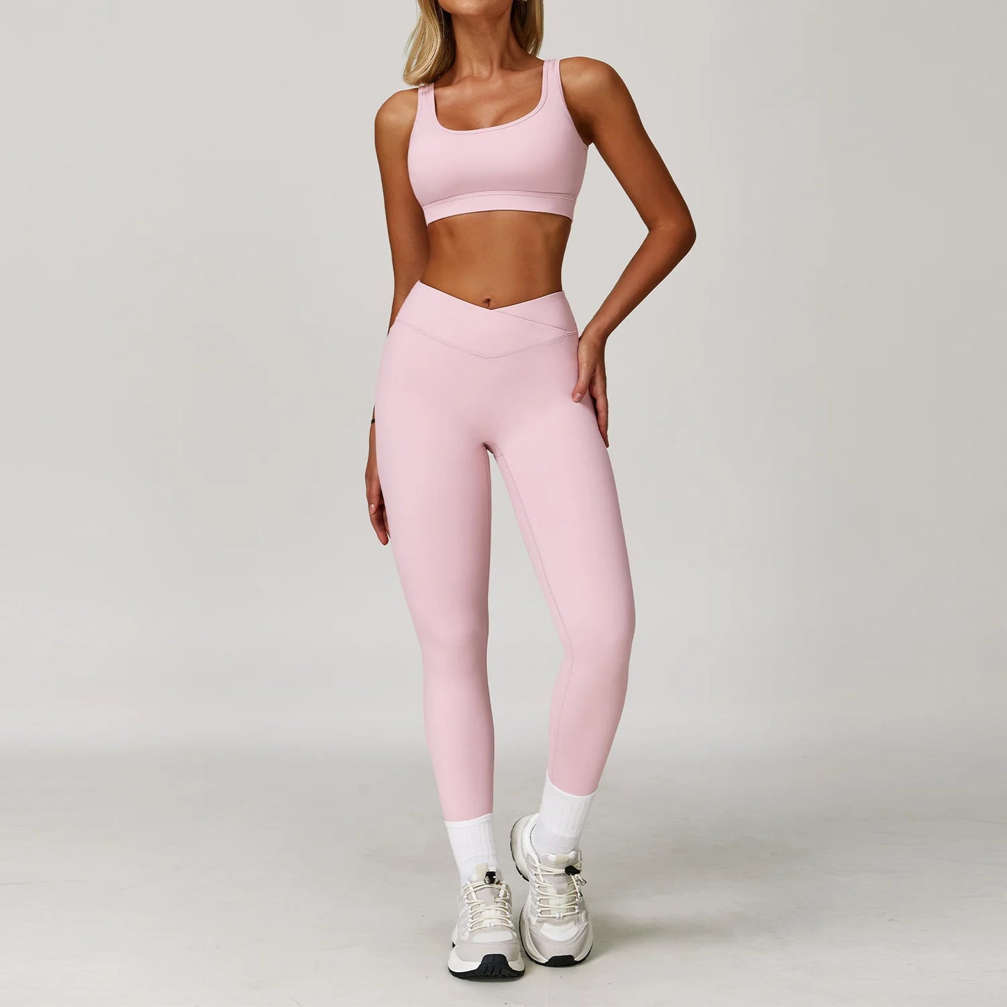 Women’s 3PCS Yoga Set – Long Sleeve Crop Top