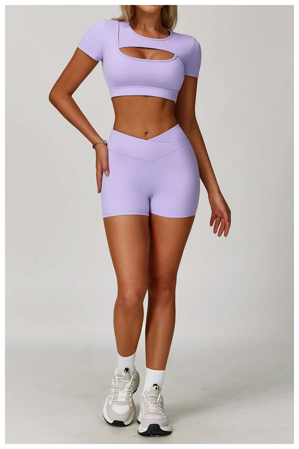 Women’s 3PCS Yoga Set – Long Sleeve Crop Top