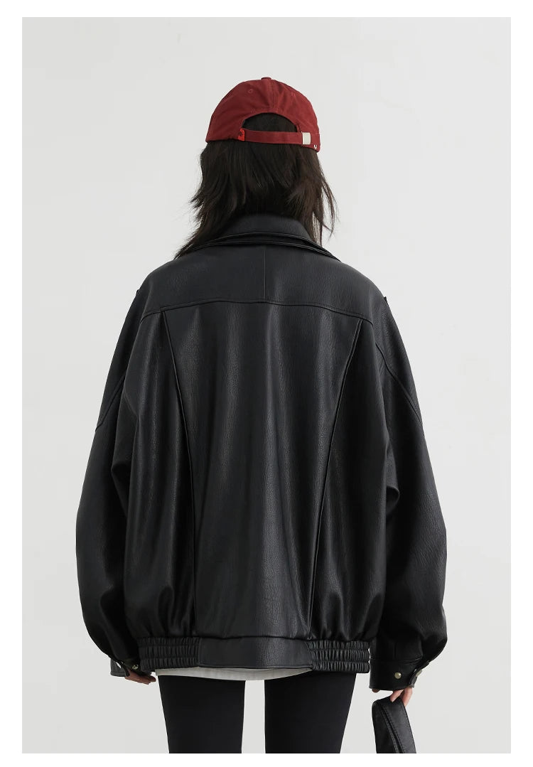 Retro PU Leather Jacket – Spring/Autumn 2025
