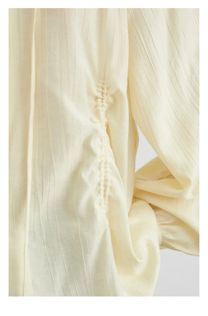 Korean V-Neck Lace-Up Blouse – Spring/Summer 2025 Collection