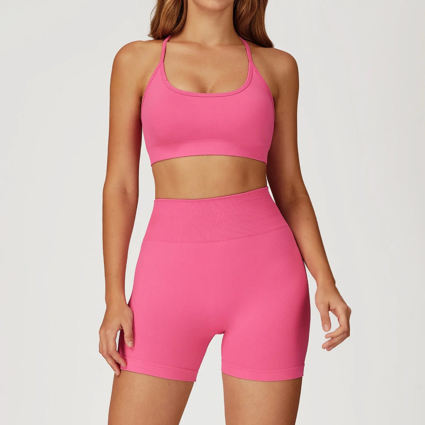 Women’s 2PCS Seamless Yoga Set – Zipper Long Sleeve Crop Top and High Waist Leggings