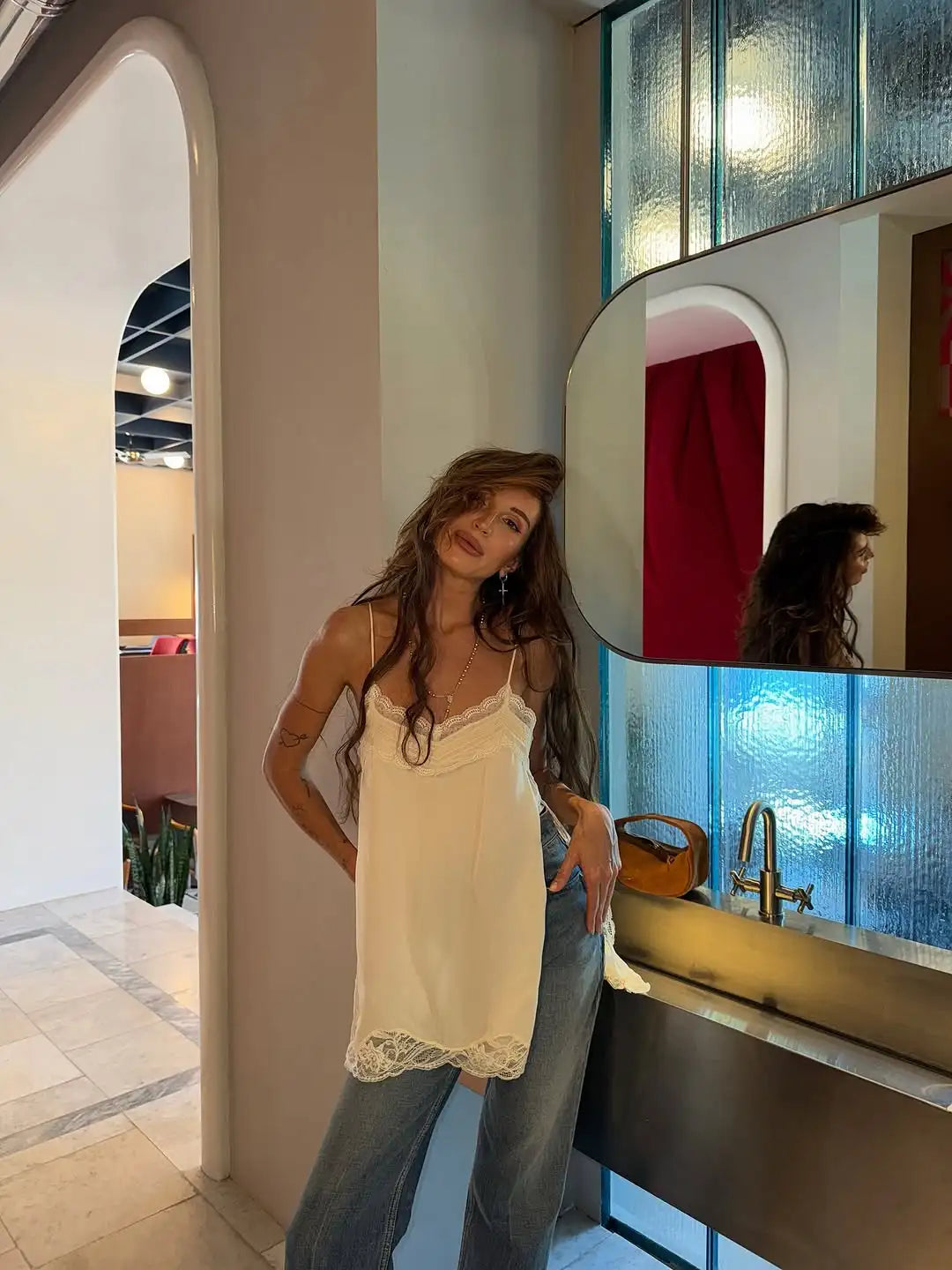 Lace Patchwork V-Neck Top – Summer 2025