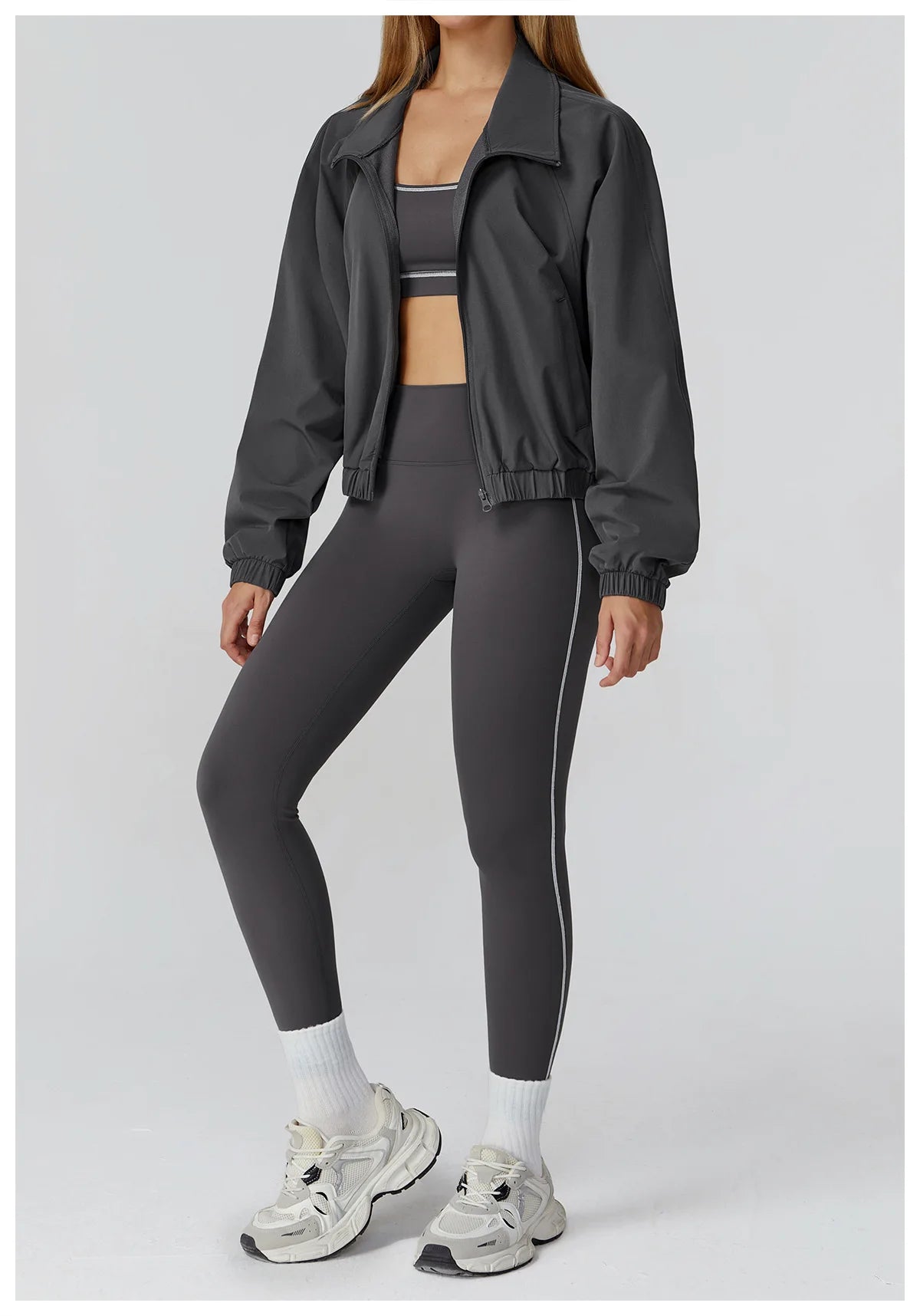 Women’s Seamless Yoga Set – 2/3PCS Fitness Tracksuit with Long Sleeve Jacket and High Waist Leggings