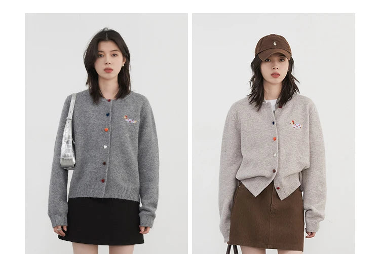 Embroidered Love Button Cardigan – Spring/Autumn 2025 Collection
