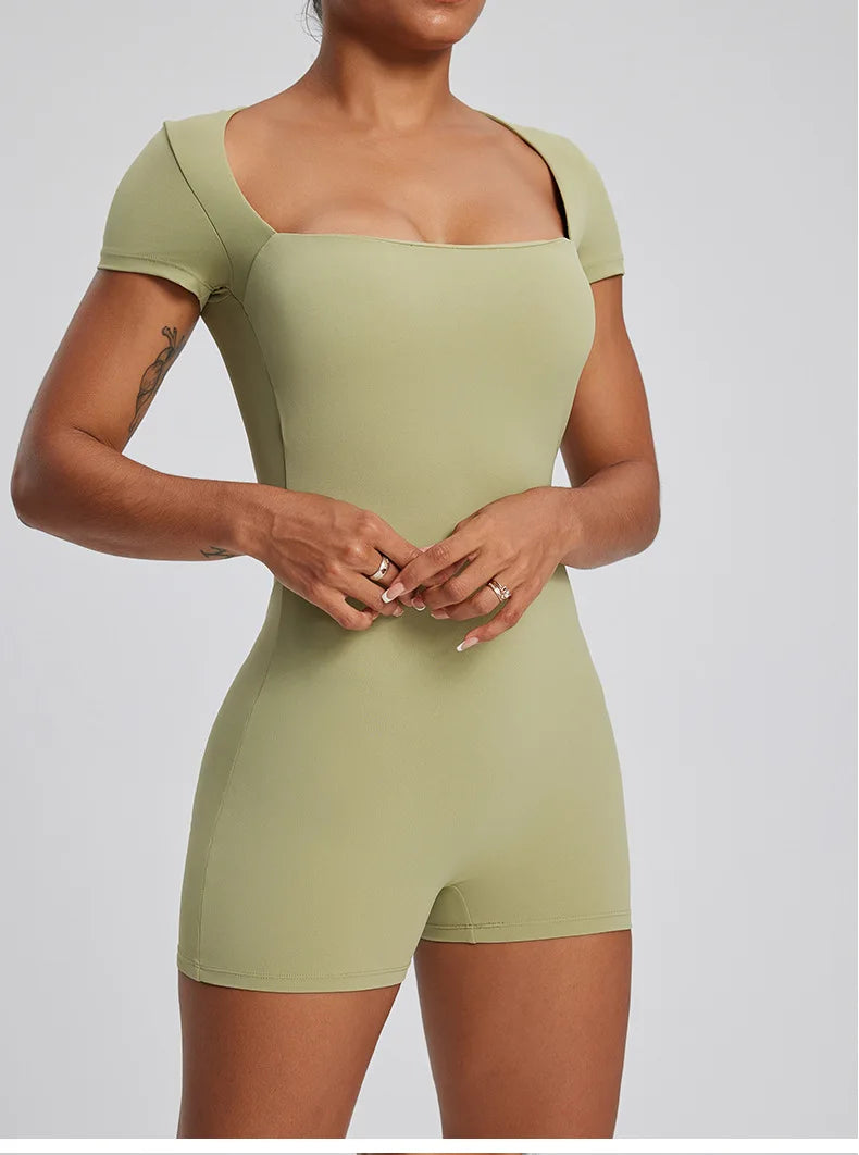 Women’s One-Piece Yoga Set – Seamless Stretch Fitness Bodysuit