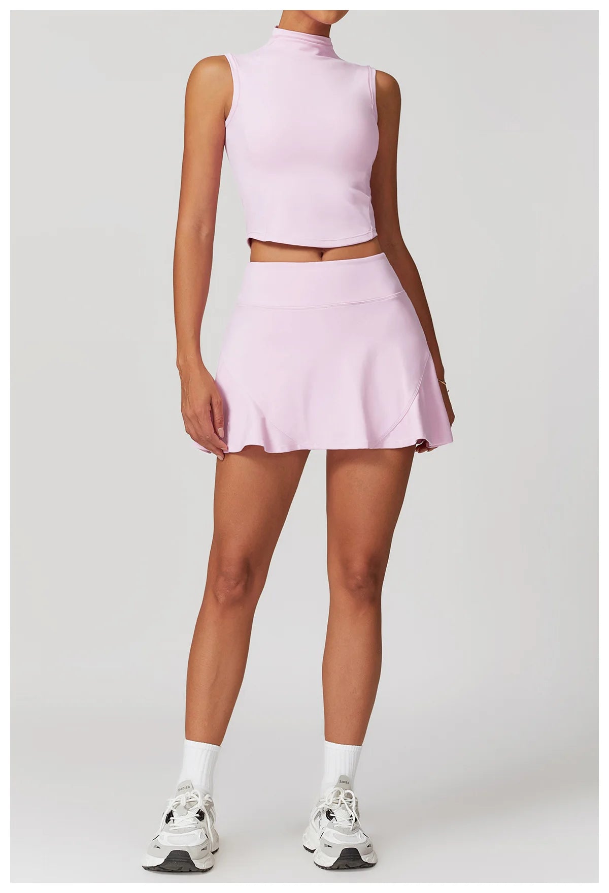 Women’s 2PCS Yoga Skirt Set – Short Sleeve Crop Top and High Waist Leggings