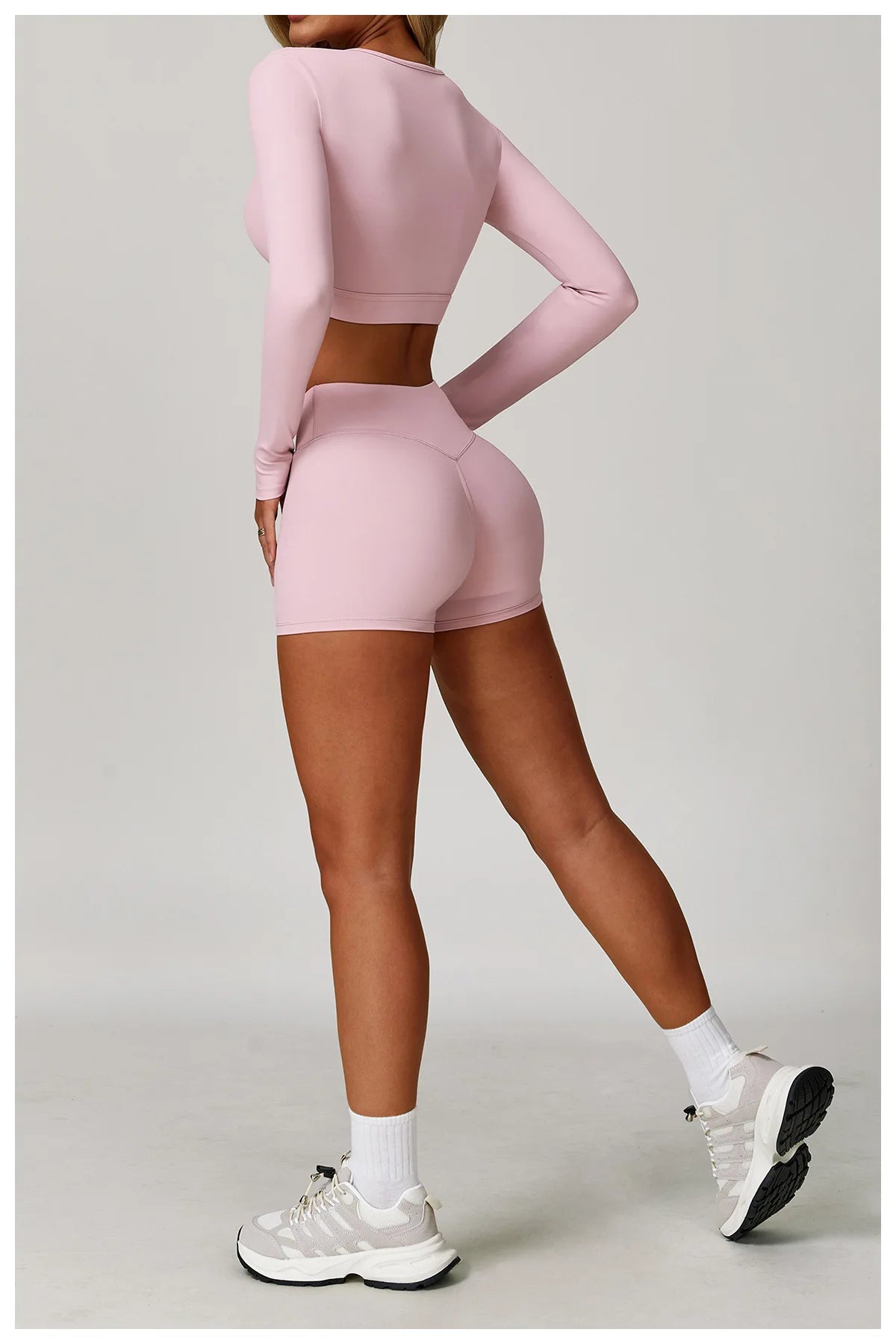 Women’s 3PCS Yoga Set – Long Sleeve Crop Top