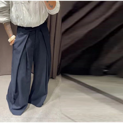 Striped Pleated Wide Leg Pants – Autumn 2025