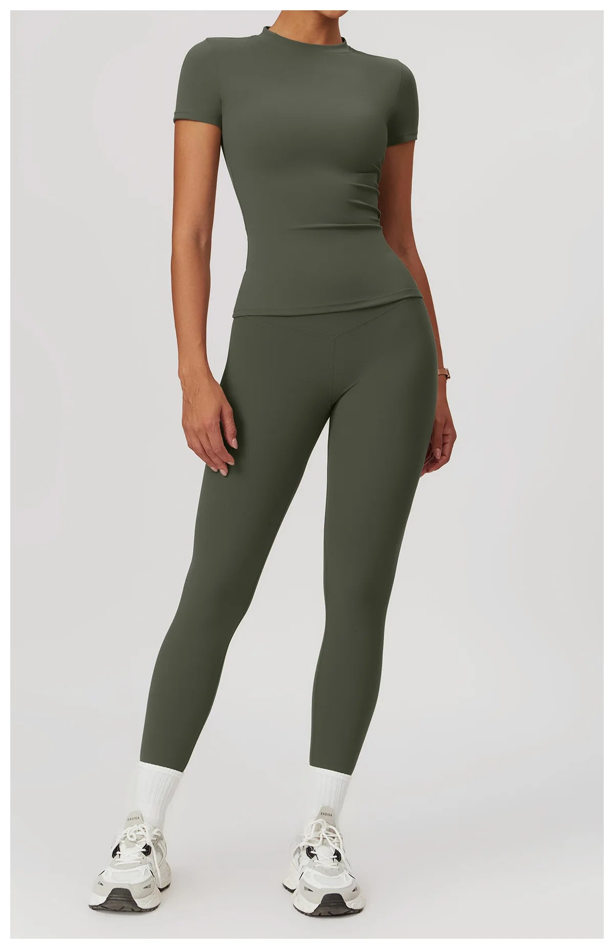 Women’s 2PCS Yoga Skirt Set – Short Sleeve Crop Top and High Waist Leggings