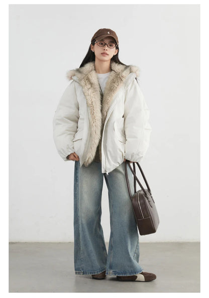 Korean Faux Fur Down Coat – Autumn/Winter 2025 Collection