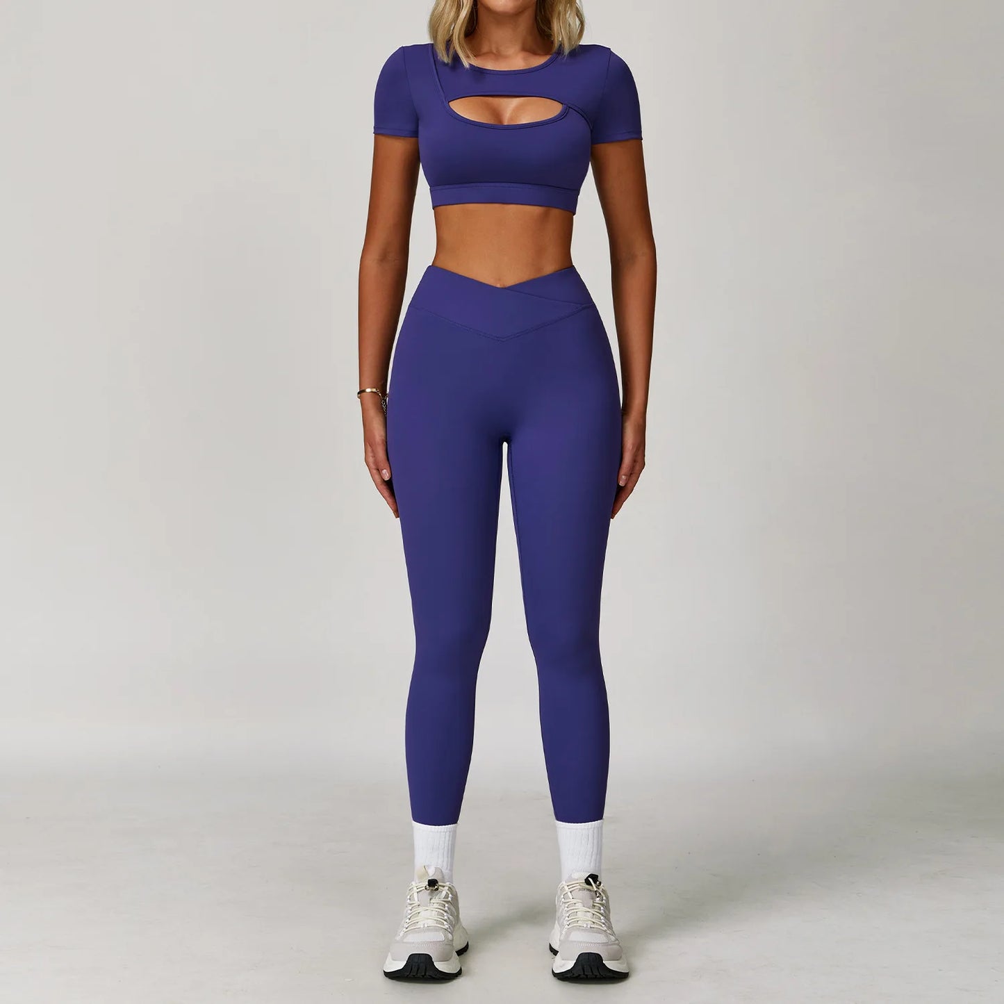 Women’s 3PCS Yoga Set – Long Sleeve Crop Top