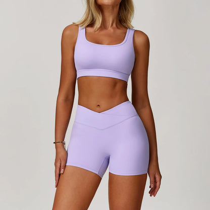 Women’s 3PCS Yoga Set – Long Sleeve Crop Top