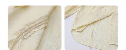 Korean V-Neck Lace-Up Blouse – Spring/Summer 2025 Collection