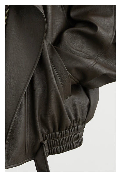 Retro PU Leather Jacket – Spring/Autumn 2025