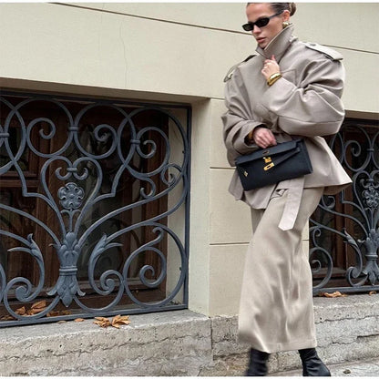 Lace-Up Cropped Trench Coat – Fall 2025