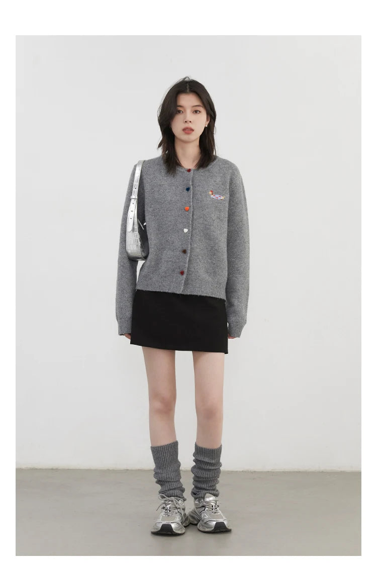 Embroidered Love Button Cardigan – Spring/Autumn 2025 Collection