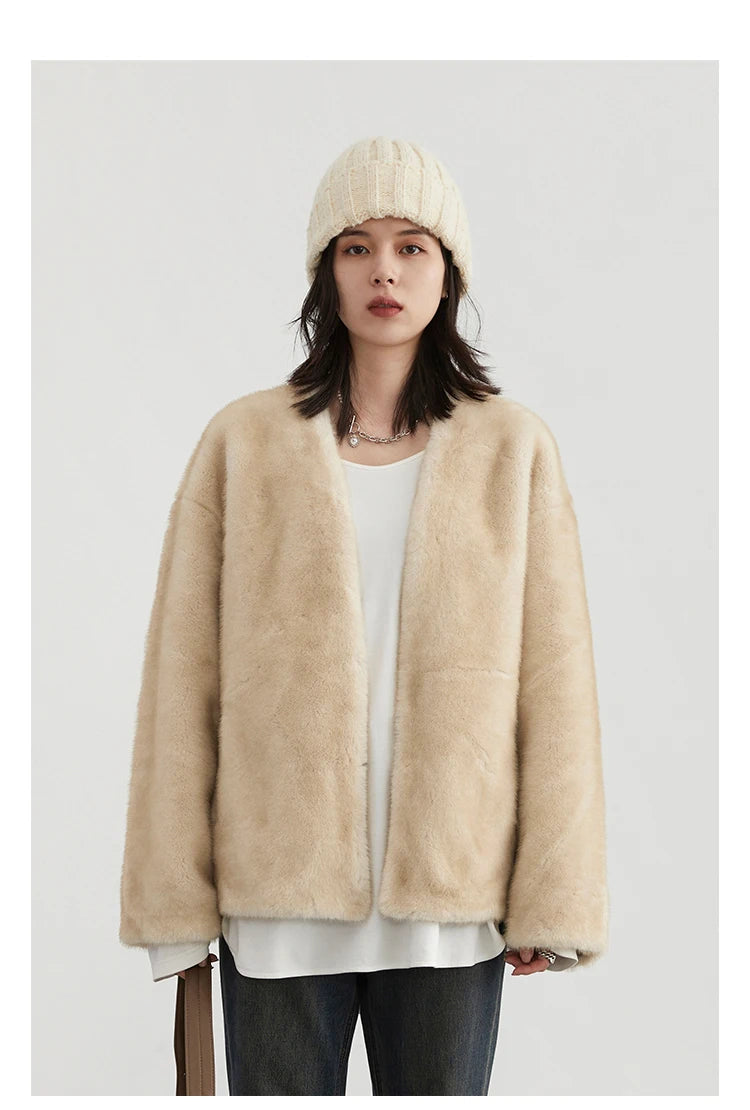 Plush V-Neck Jacket – Winter 2025