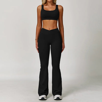 Women’s 3PCS Yoga Set – Long Sleeve Crop Top