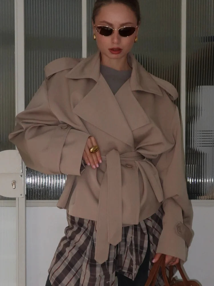 Lace-Up Cropped Trench Coat – Fall 2025