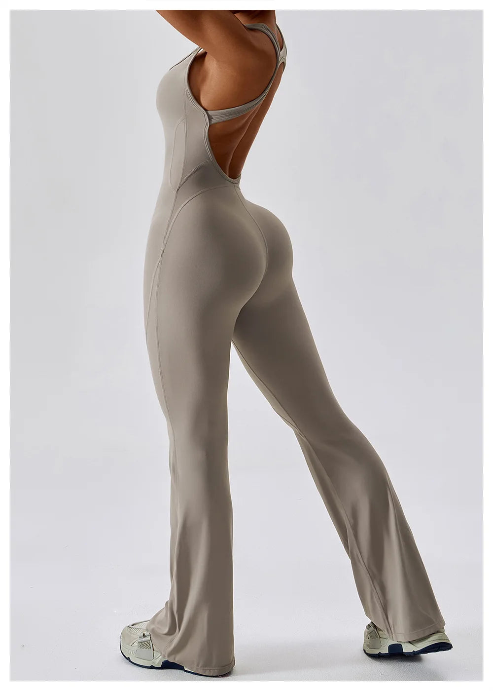 Women’s Solid One-Piece Yoga Jumpsuit – Seamless Fitness Bodysuit