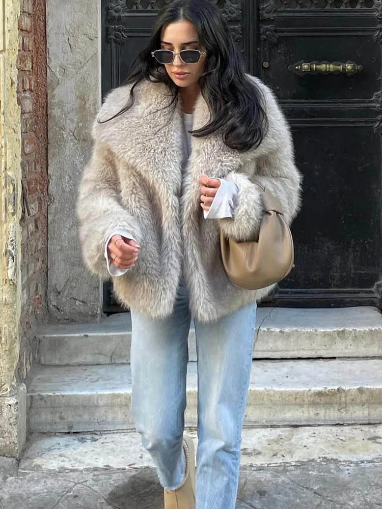 Cropped Faux Fur Coat