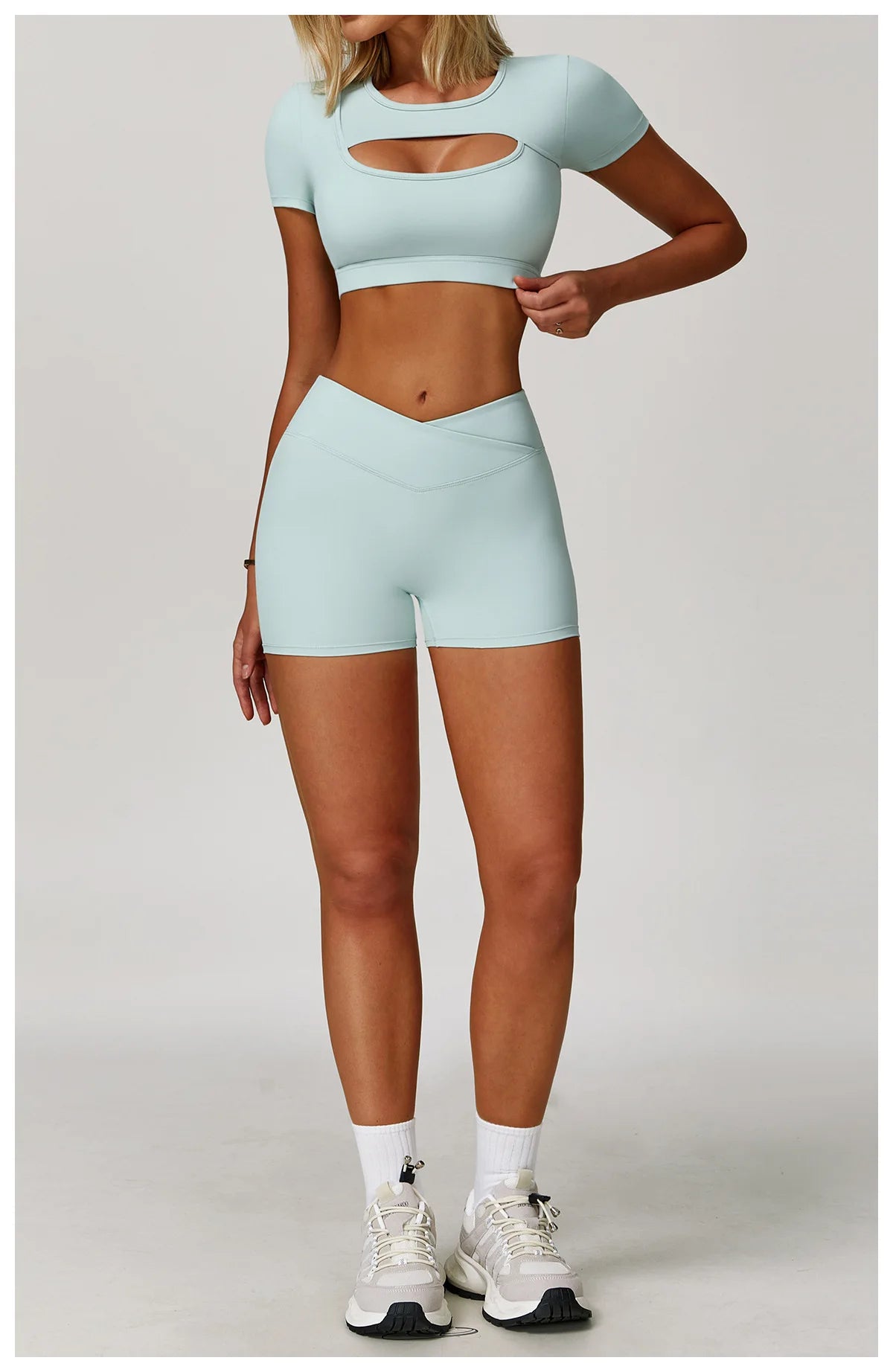 Women’s 3PCS Yoga Set – Long Sleeve Crop Top