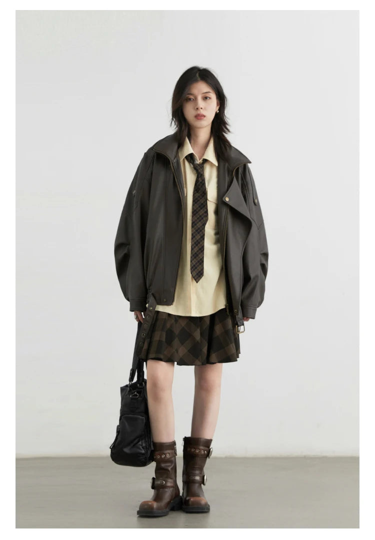 Retro PU Leather Jacket – Spring/Autumn 2025