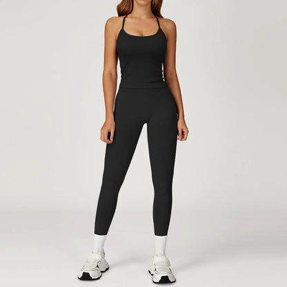 Women’s 2PCS Seamless Yoga Set – Zipper Long Sleeve Crop Top and High Waist Leggings